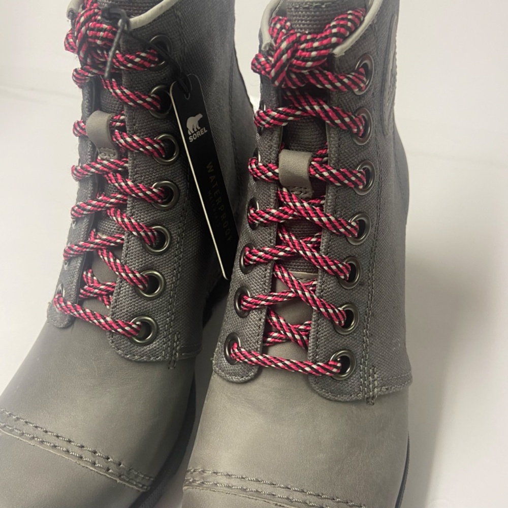 Sorel Joan Of Arctic Wedge II PDX Lace Boot NWT Color Quarry Jet Size 7.5 - Picture 10 of 13